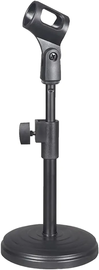 

NEW Mini Estúdio Rádio Microfone Pedestal MTG-025 Suporte Plástico 35cm Resistente para Mesa Portátil Regulagem.