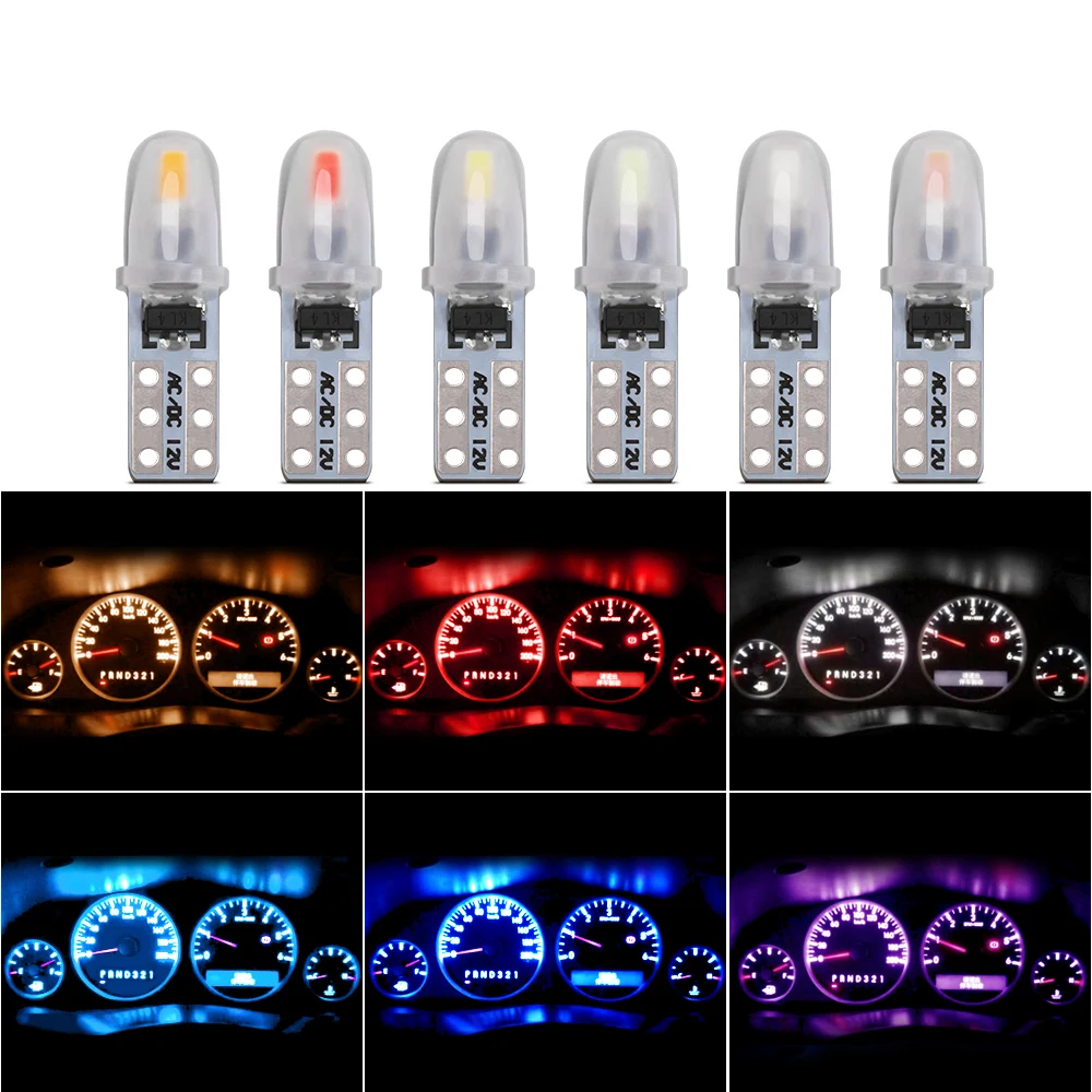 

10 шт., Автомобильные светодиодные лампы T5 W3W W1.2W 3014 SMD Canbus
