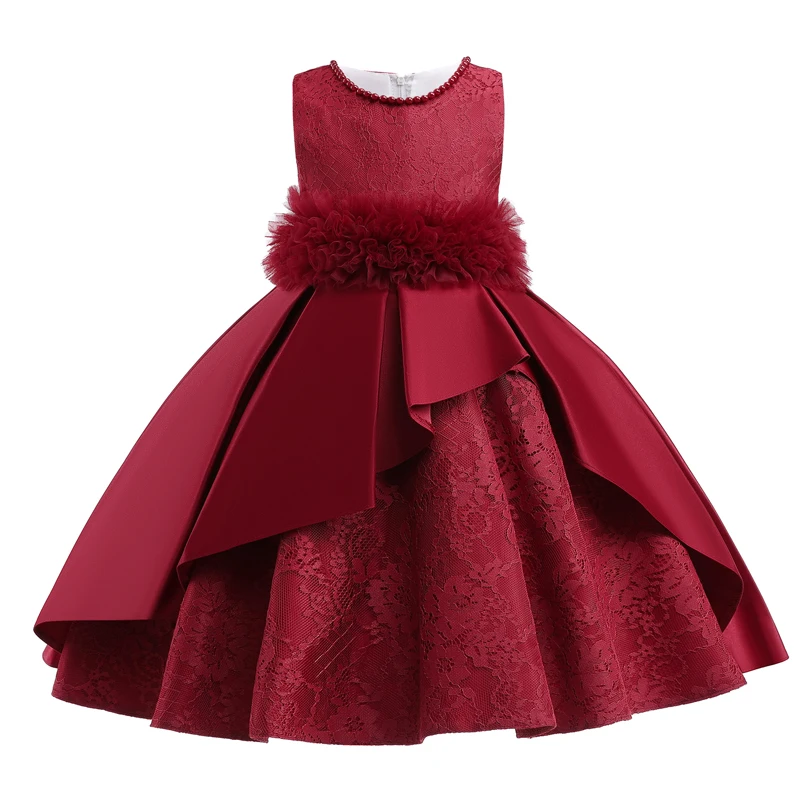 

Christmas Costume 2022 New Irregular Satin Lace Children's Princess Dress For Girls Evening Dresses Elegant Kids Piano Vestidos