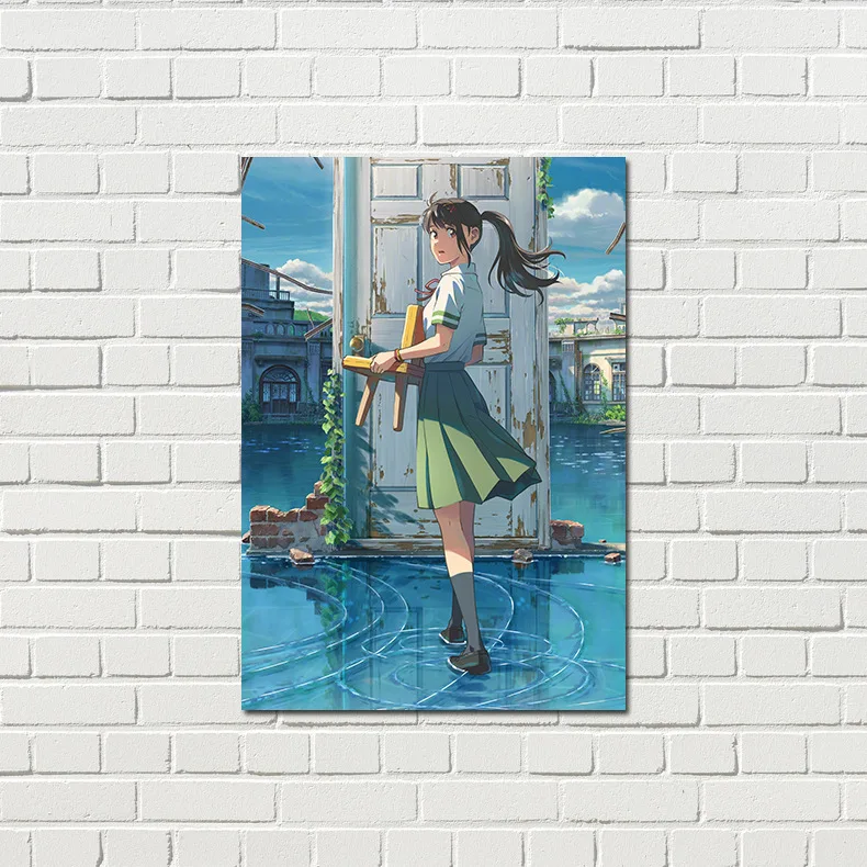 

1 Set of 8 Sheets Suzume No Tojimari Poster 42x28.5 Anime Dormitory Wall paper Sticker Decoration Supplies Art Picture Cat Chair