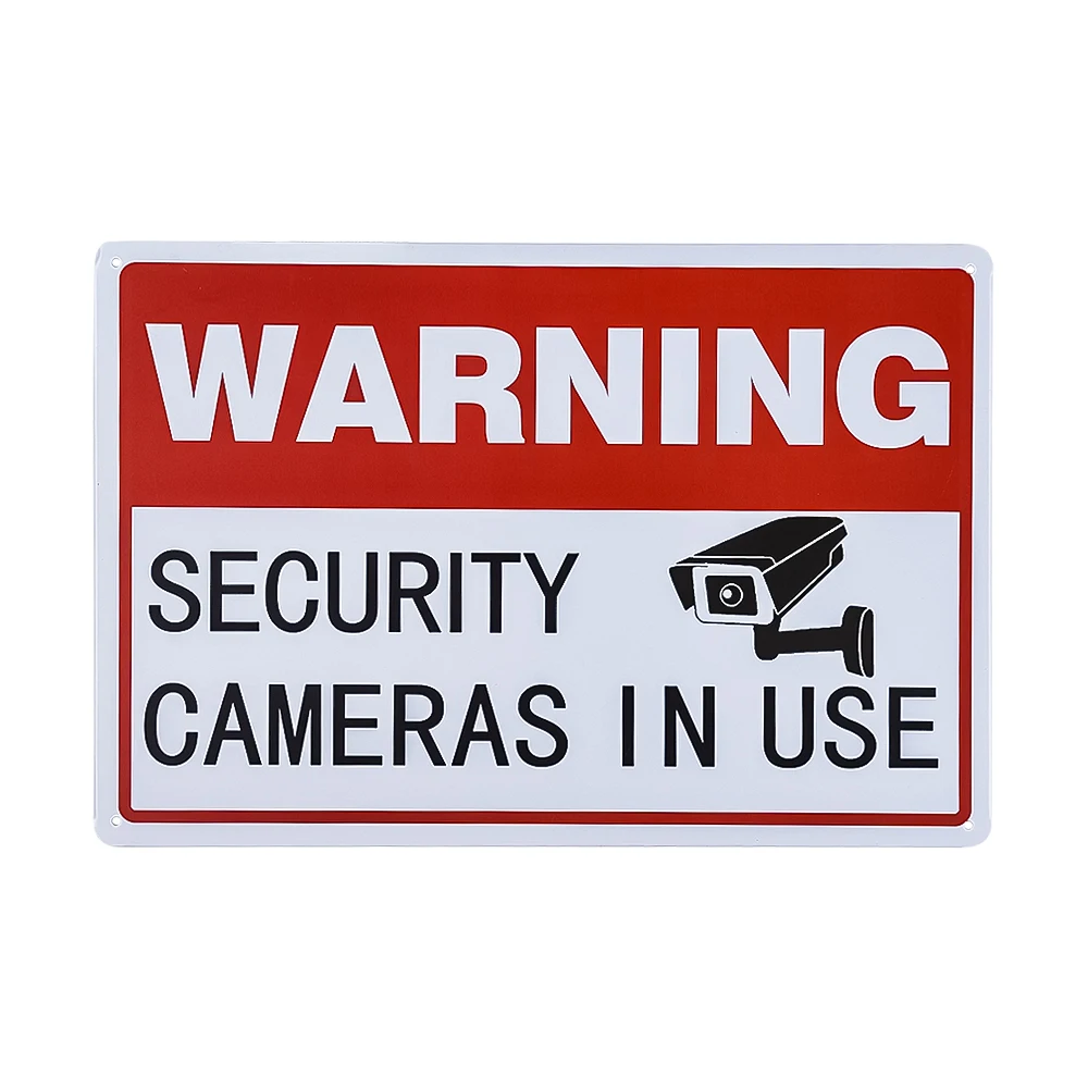 

Vintage Metal Sign Warning Video Surveillance Security Cameras In Use wall decor