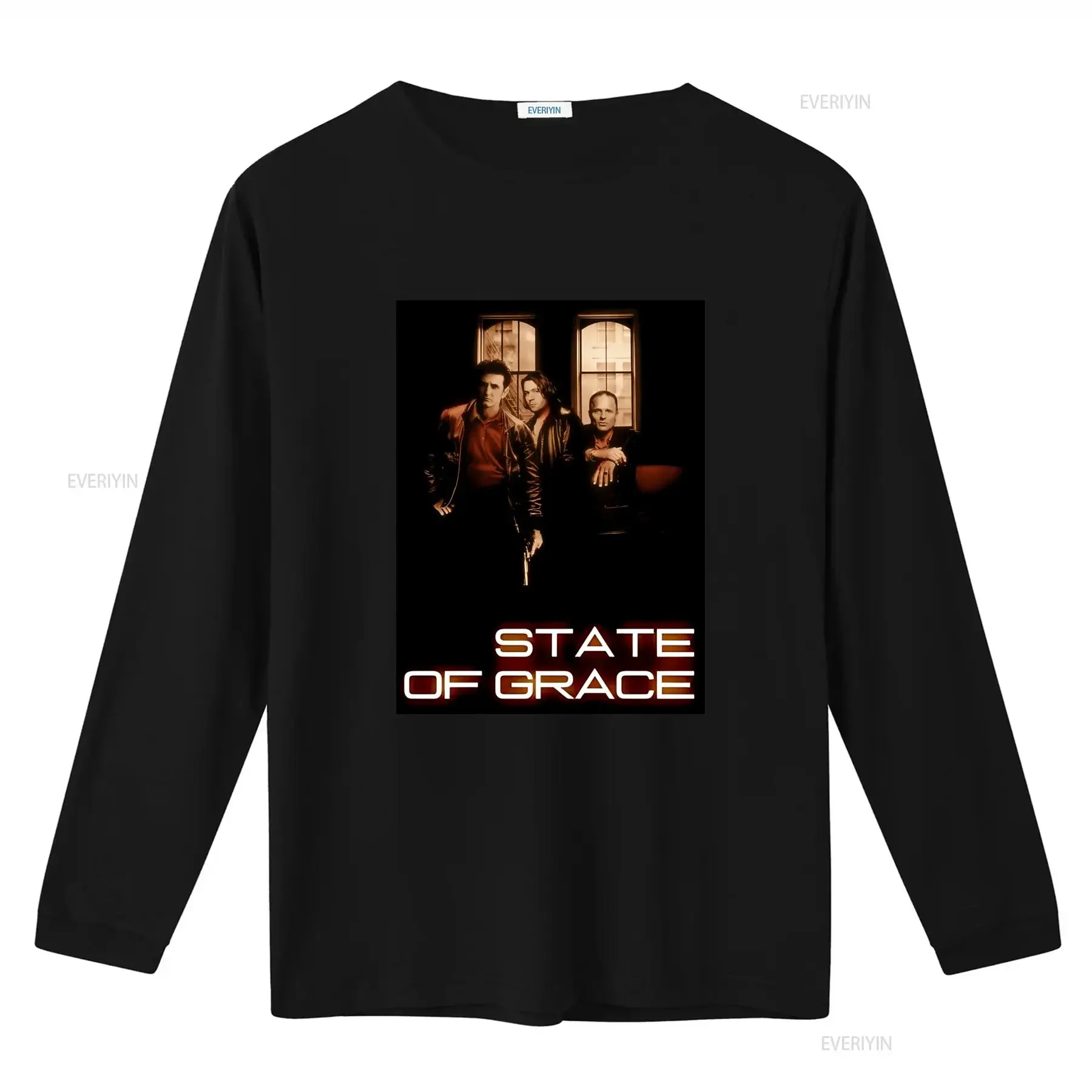 Фото Футболка State Of Grace в стиле ретро с крутым принтом из фильма, стильный дизайн для любителей кино, винтажный топ с эффектом потертости, удобный для повседневной носки №2