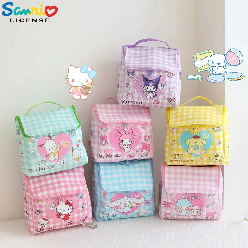 

Kawaii Sanrio Hello Kittys Kuromi Cinnamoroll Милая Портативная сумка для хранения большой емкости ручная косметичка для девочек Аниме подарок