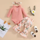 3 шт., Детский комбинезон с длинным рукавом и повязка на голову