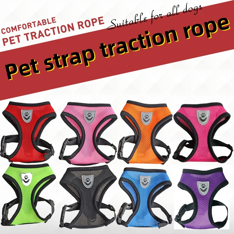 

Dog Cat Harness with Lead Leash Adjustable Vest Polyester Mesh Breathable Harnesses Reflective Sti for Small Dog Towing Rope