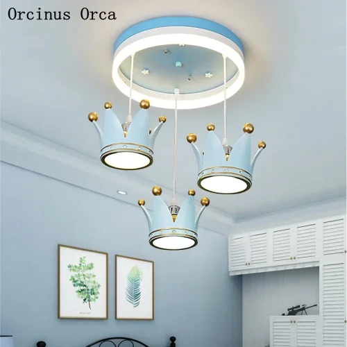 Европейская милая розовая люстра с короной для девочек спальня лампа комнаты