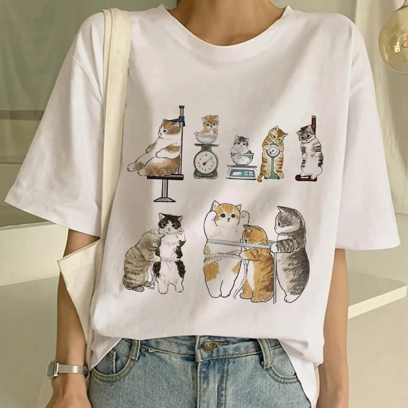 

Summer New Cute Cat Funny Cartoon T-shirt Harajuku Graphic Ulzzang Tshirt 90s Print T Shirt Fashion Aesthetic Ladies Tee shirt