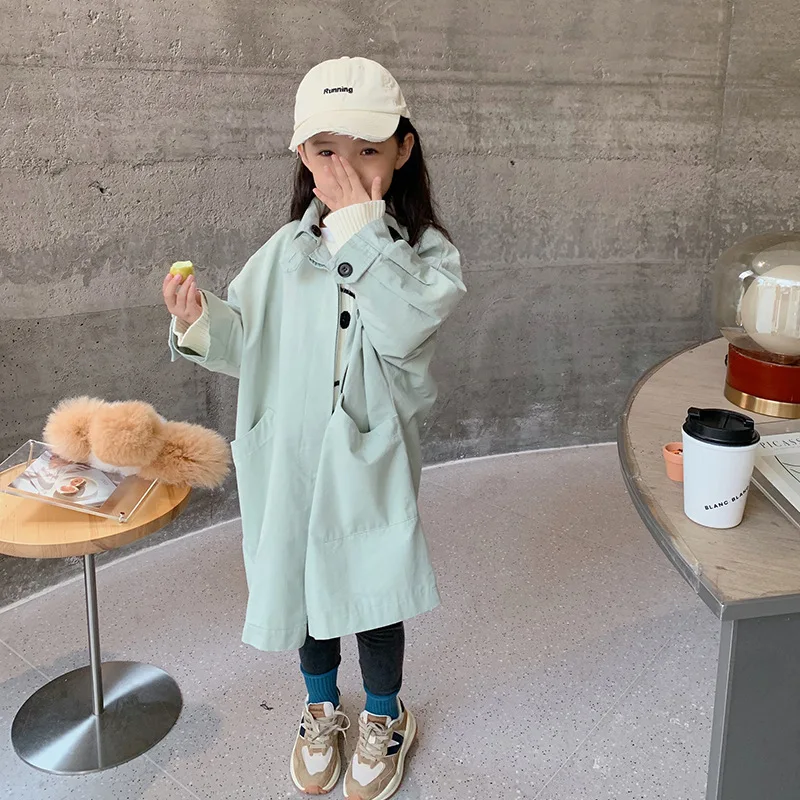 

Girls' windbreaker coat New product in autumn 2022 Children's medium long windbreaker coat girls outerwear 11-46