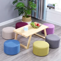 creative stool living room sofa coffee table stool round stools fashion fabric home solid wood small pouf small low ottomans