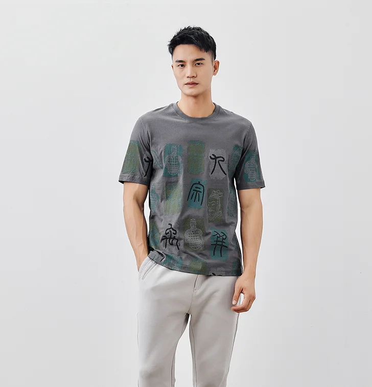

X7437 new summer men's short sleeved t-shirt men's Terracotta Army jacket.