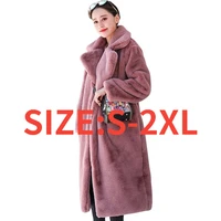 winter fashion new high quality imitation velvet fur long coat women plus cotton warm mink cashmere coat