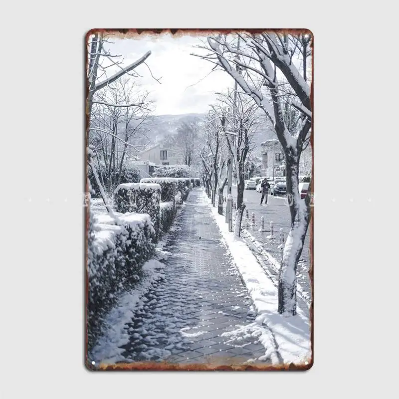 

Walkway Snowy Metal Plaque Poster Home Wall Decor Wall Pub Printing Tin Sign Poster