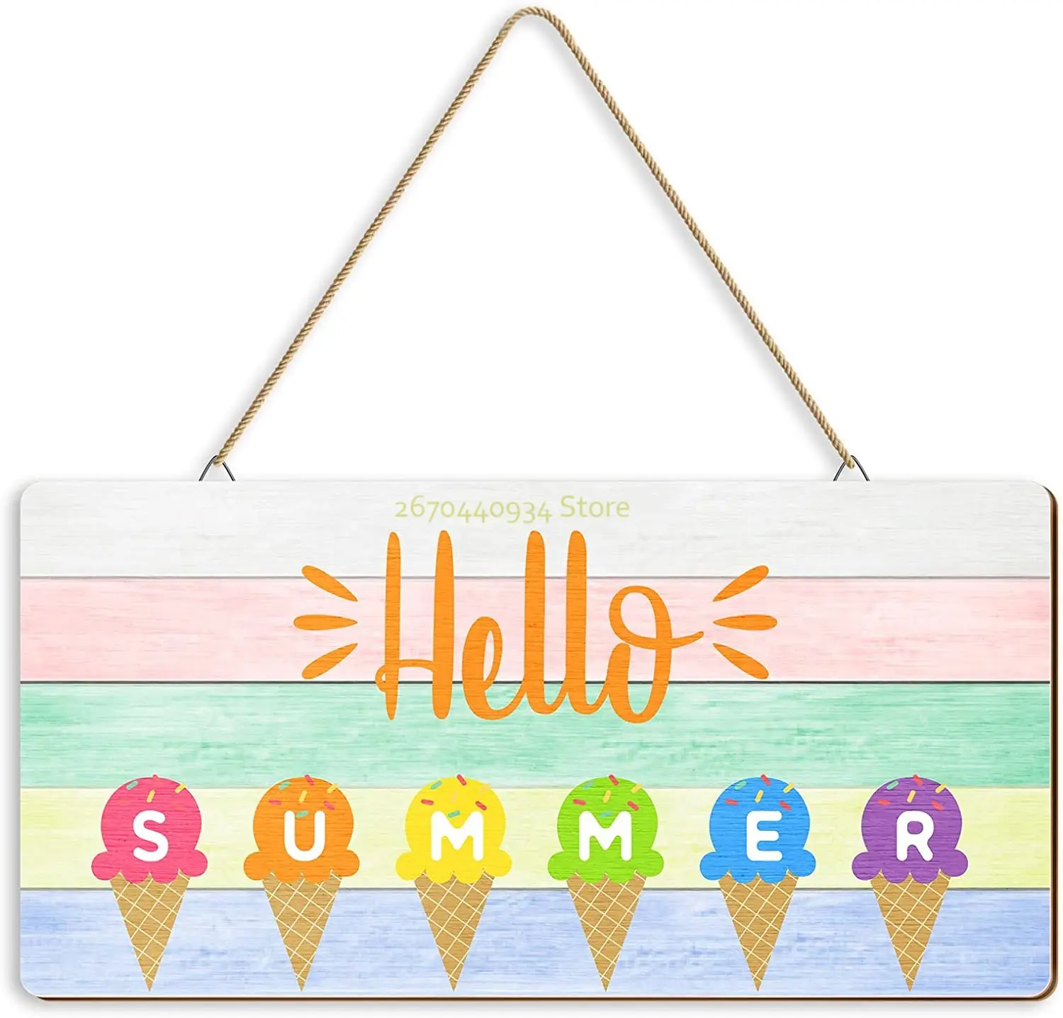 

Hello Summer Door Sign Ice Cream Summer Decor Sign Beach Hanging Door Signs for Home Farmhouse Summer Home Decorations