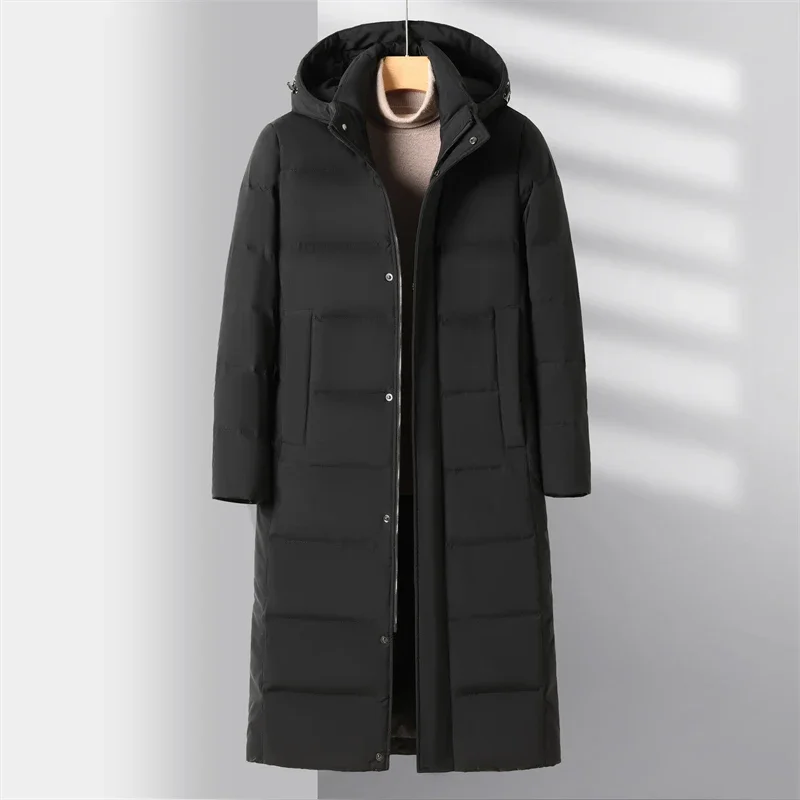 Мужской зимний пуховик длинный утиный пух Мужская Легкая Дизайнерская одежда с