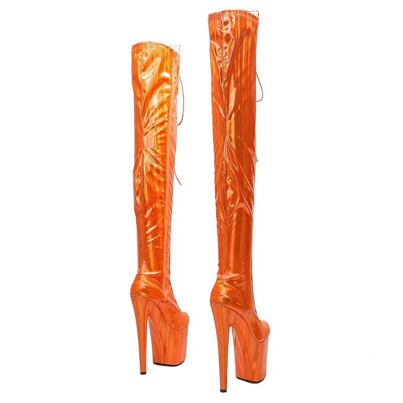 Leecabe  20CM/8inches PU upper  Pole dancing shoes High Heel platform Boots Pole Dance boots