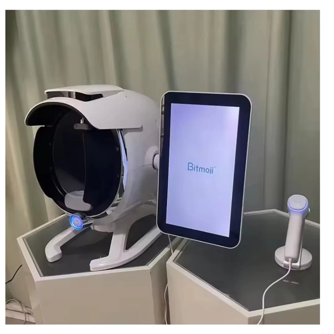 Фото Анализатор кожи Bitmoji 3D с большим экраном A6 Magic Mirror, портативный микроскоп для анализа кожи лица №5