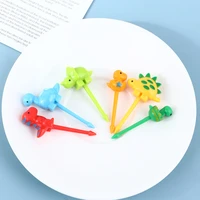 6pcsset dinosaur cute mini animal cartoon food picks children snack fruit fork lunch bento accessories party decor