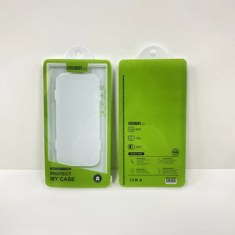 

Universal White Green Quick Packing Box For Mobile Phone Case PVC Blister Drawing Display Dustproof Package Box For Cover Shell