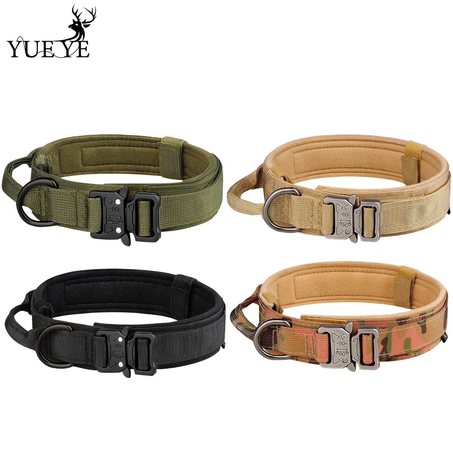 Durable Tactical Dog Collar Leash Set Military Pet Collars Heavy Duty For Medium Large Dogs German Shepherd Training Accessories