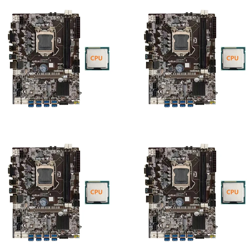 

4X B75 BTC Mining Motherboard+Random CPU LGA1155 8XPCIE USB Adapter Support 2XDDR3 MSATA B75 USB BTC Miner Motherboard