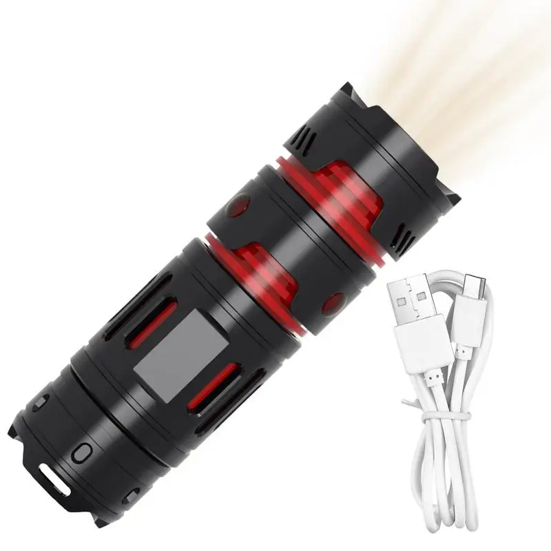 

Outdoor Pocket Flashlight Spinner Rechargeable Portable Flash Light Quiet Electric Torch Comfortable Grip Fast Charging Ocket