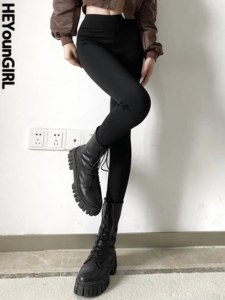 

HEYounGIRL Thicken Skinny Women Leggings Spring High Waist Casual Fashion Gym Pants Female Basic Long Trouser Fitness Streetwear