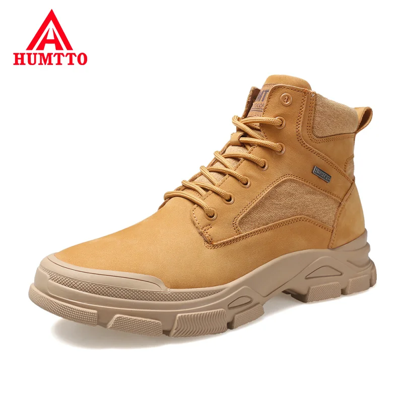 HUMTTO Hiking Boots Leather Waterproof Mountain Sport Snow Mens Boots Hunting Trekking Shoes Outdoor Climbing Sneakers for Men