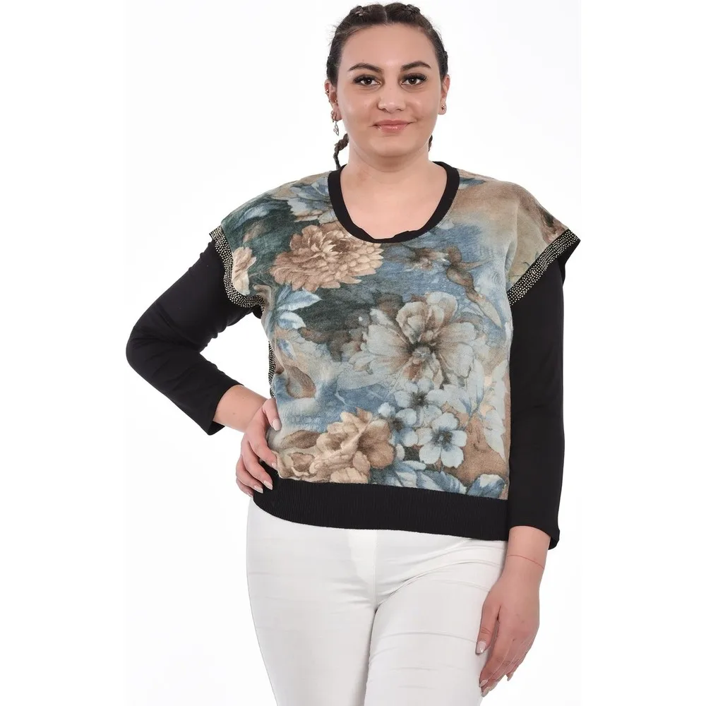 

Вязаная одежда большого размера с принтом черно-синего цвета