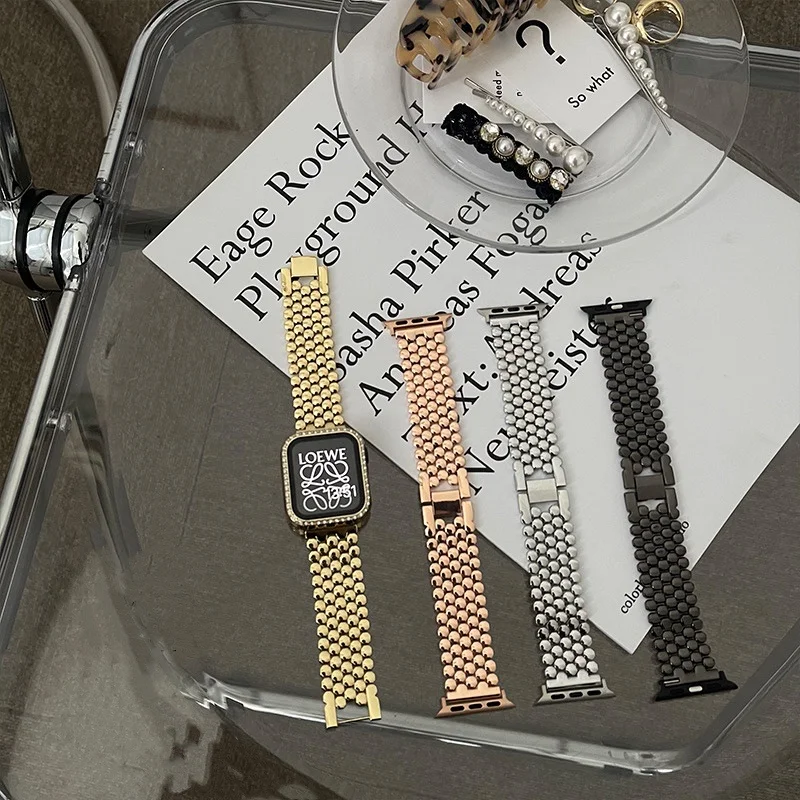 

Ремешок для часов Apple Watch Series 7, роскошный браслет из нержавеющей стали для Apple Watch Series 7, 6, SE