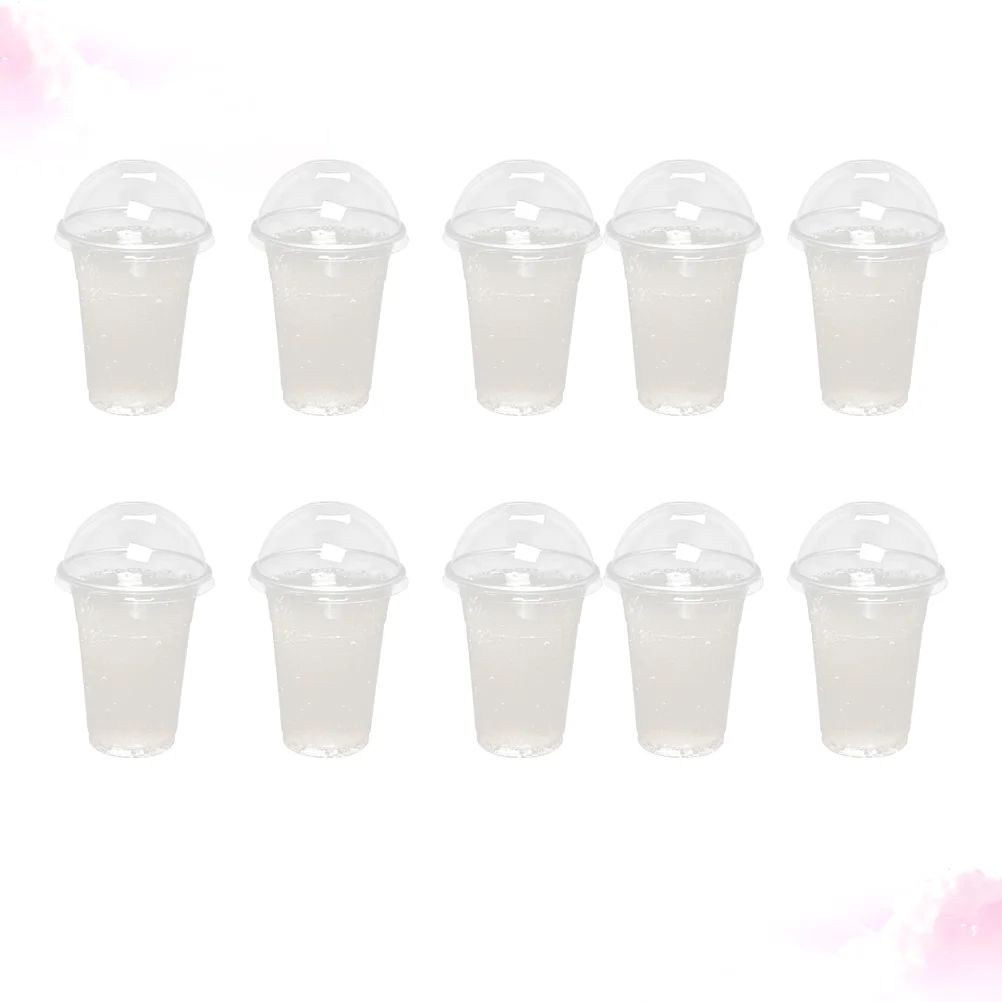 

100 Pcs Disposable Ice Cream Cups Dome Lids Parfait Plastic Clear Juice Milk Tea