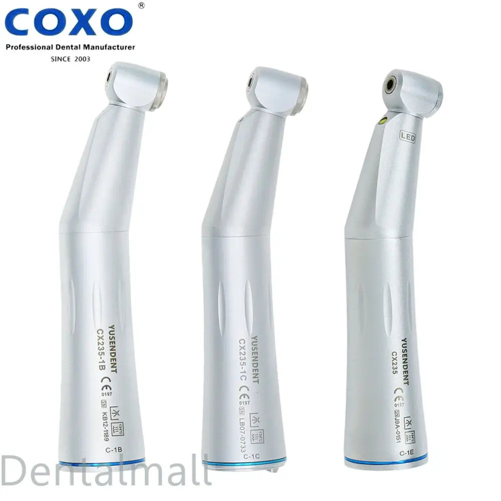 COXO Dental LED Fiber Optic Low Speed Contra Angle Turbine Handpiece 1B 1C 1E