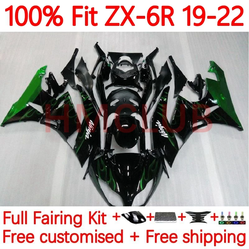 

Injection For KAWASAKI NINJA ZX-6R ZX636 ZX 6R 636 600CC ZX6R 2019 2020 2021 2022 ZX-636 19 20 21 22 Fairing 59No.6 green flames
