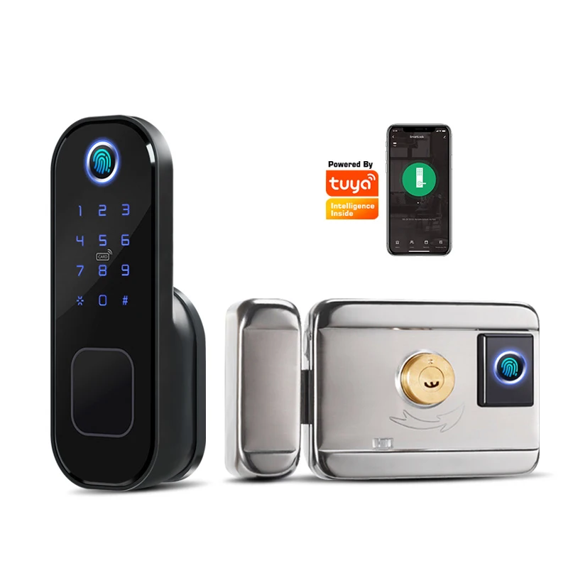 Tuya Smart lock impermeabile Wifi impronte digitali Rim Lock Smart Card codice digitale serratura elettronica per cancello domestico all'aperto