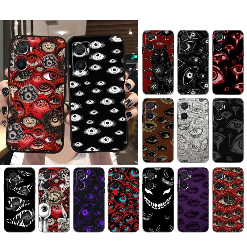 

Phone Case for OPPO A96 A91 A54 A74 A94 A53S A15 A16 A17 Reno 2 2Z Reno 6 7 8 Scary Face Eyes Case