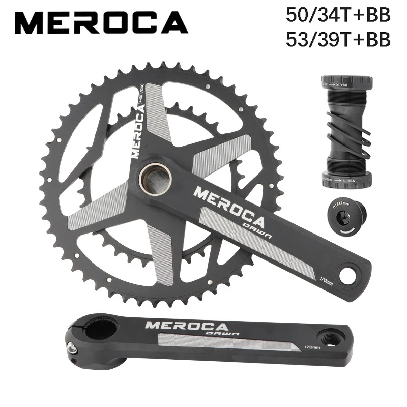 

MEROCA road bicycle hollow one-piece aluminum alloy crankset 20/22 speed 50*34 tooth bicycle front crankset double disc 53/39T