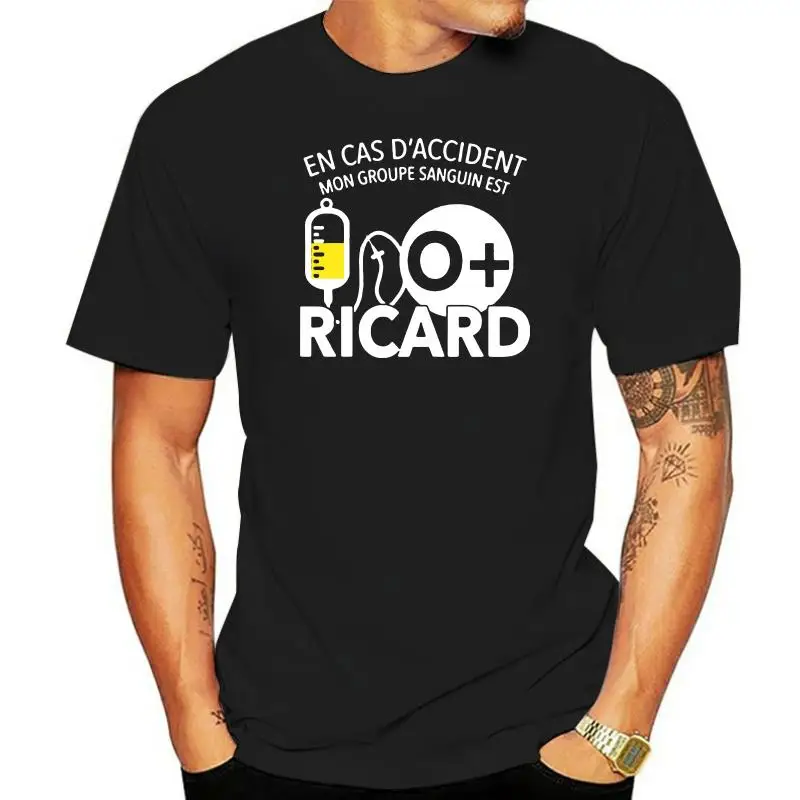 

En Cas D Accident Mon Groupe Sanguin Est O Ricard Round Neck Character Great T Shirt Kawaii Hiphop Tops Quirky Summer Coat Tops