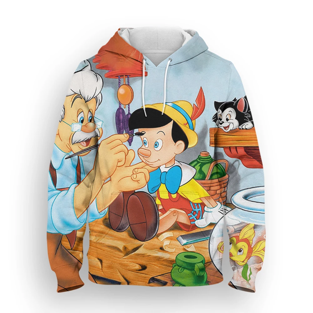 

Disney Pinocchio 3D Printing Male Cartoon Anime Fashion Hooded Sweater Men's Sweater