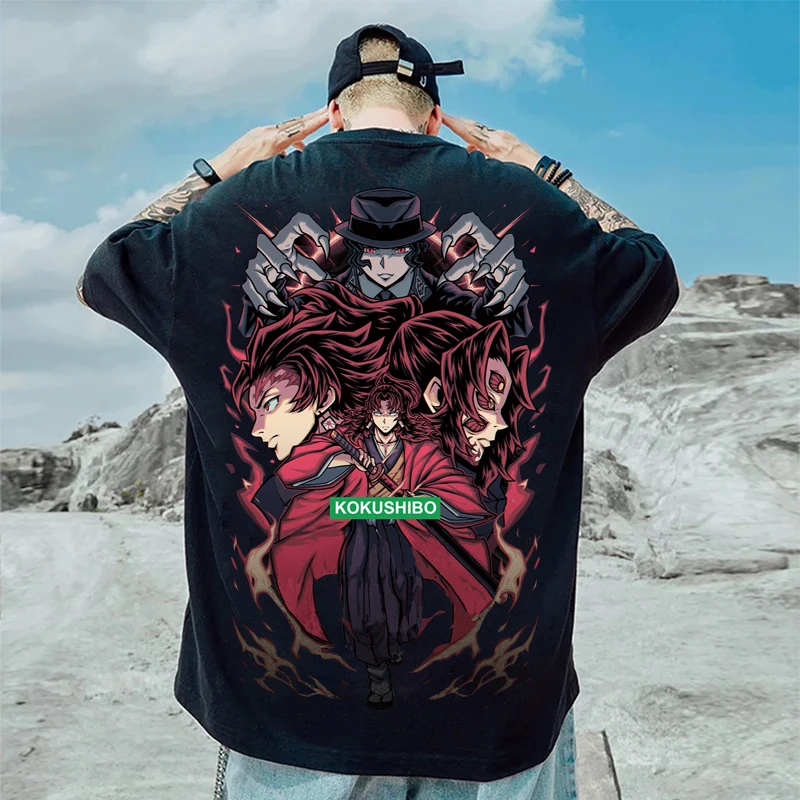 

Футболка с коротким рукавом для мужчин и женщин, популярная летняя рубашка в стиле аниме, рассекающий демонов, в стиле Харадзюку, Kibutsuji Muzan ...