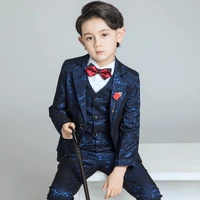2022 new baby clothes childrens suits 5pcsset kids baby boys business suit shirt pants set for boys for formal party 1 8 age