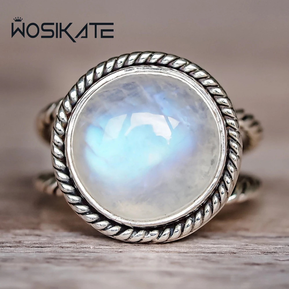 WOSIKATE винтажное преувеличенное кольцо в стиле панк тайском серебряном с лунным