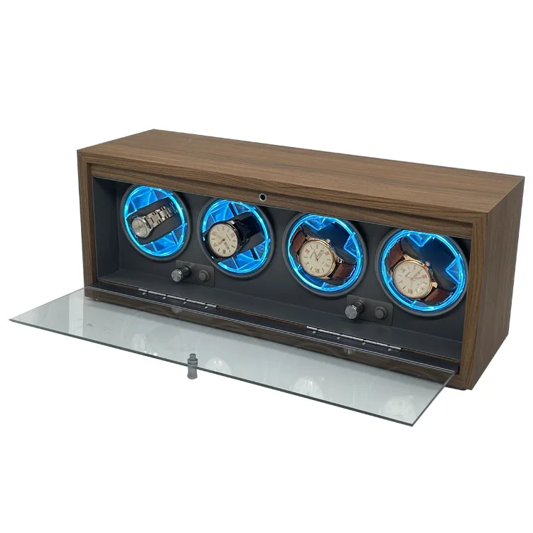 Wooden Led Watch Winder Box Automatic Usb Power Watch Storage Box Suitable For Mechanical Watches Quiet Rotate Motor Boxes enlarge