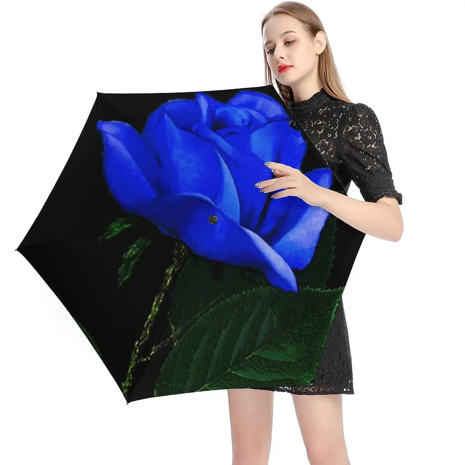 

Зонт ветрозащитный Карманный с принтом синих роз, складной в 5 сложений, 6 ребер, Ретро стиль, для мужчин и женщин