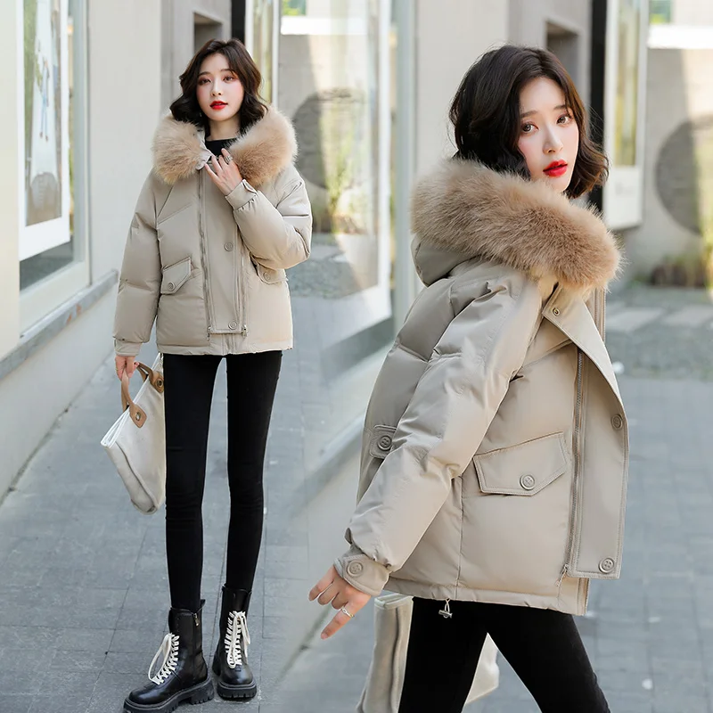 Plush Coat Short Coat women's Down Jacket Warm Cotton Clothing 2023 Winter Parker Fashion Cotton All-matching