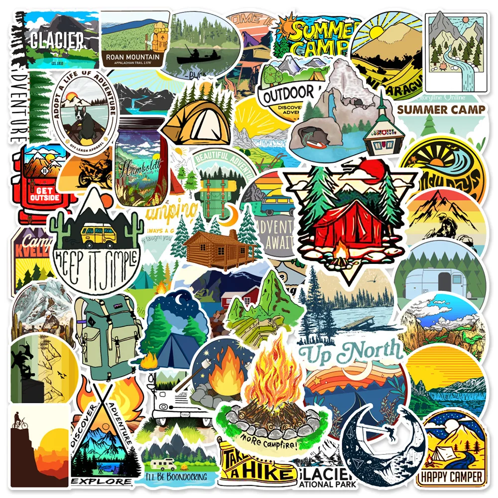 

10/30/50/100PCS Outdoor Explore Mountain Camping Stickers Waterproof DIY Travel Suitcase Car Laptop Bicycle Helmet Kids Toy Gift