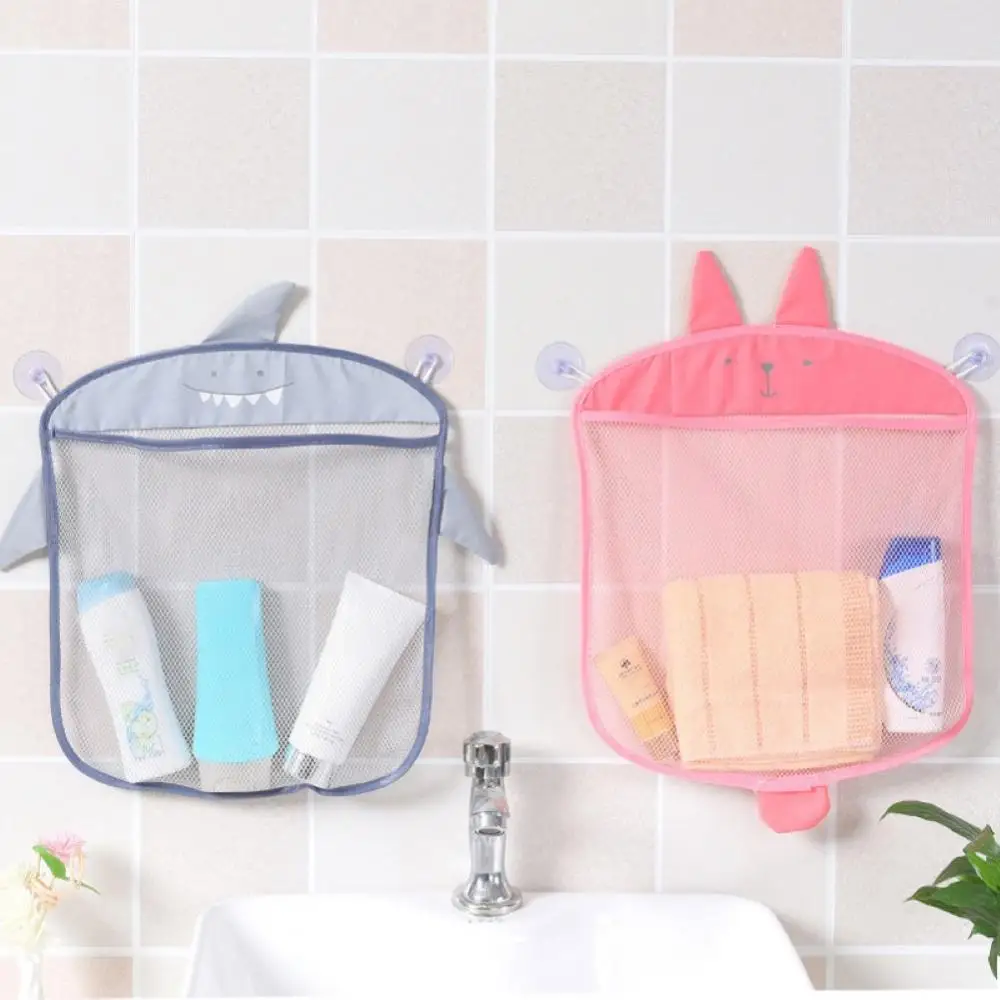 

Cartoon Bear Shark Animal Baby Bath Suction Cup Sturdy Hanging Storage Bag Mesh Pouch Designed to Prevent Water Flock Organizer