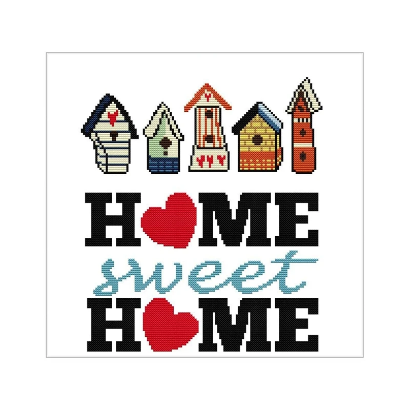 

A63I Cross Stitch Embroidery Kits For Adults Kids, Sweet Home Family 11CT Stamped DIY DMC Needlework Easy Beginners