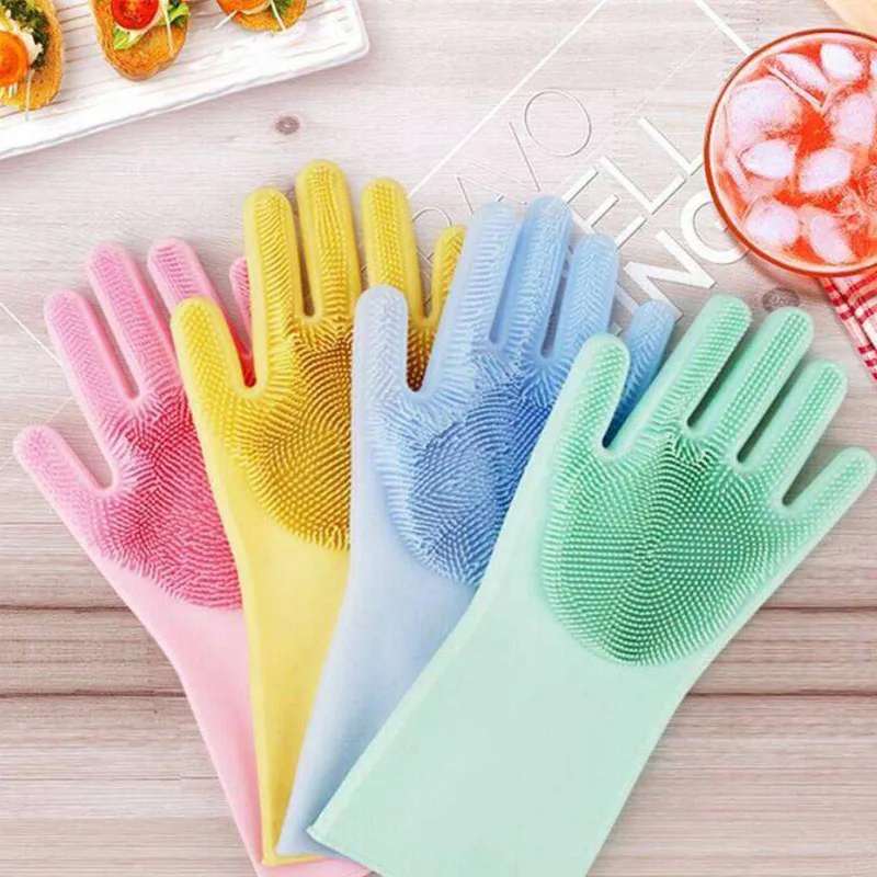 

Silicone Gloves Women Dishwashing Kitchen Household Cleaning Silicone Gloves Reusable Silicone Cleaning Dishwashing Gloves Magic