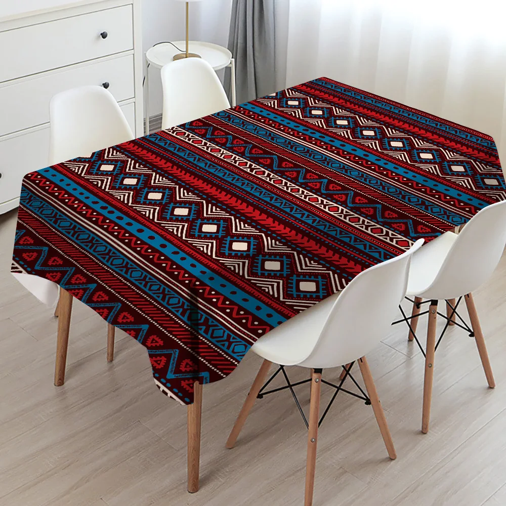 

Plaid Stripes Geometric Printing Tablecloth Rectangular Elk Table Cover Dining Garden Kitchen Tables Decoration