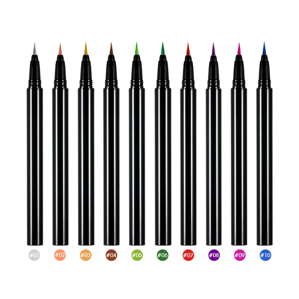 

10 Color Waterproof Custom Eye Liner Colorful Shimmering Log-lasting Bulk Face Makeup Private Label Liquid Flash Eyeliner