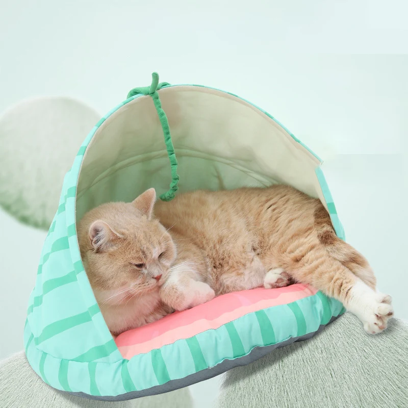 Летняя складная корзина для домашних животных с фруктами и кошками